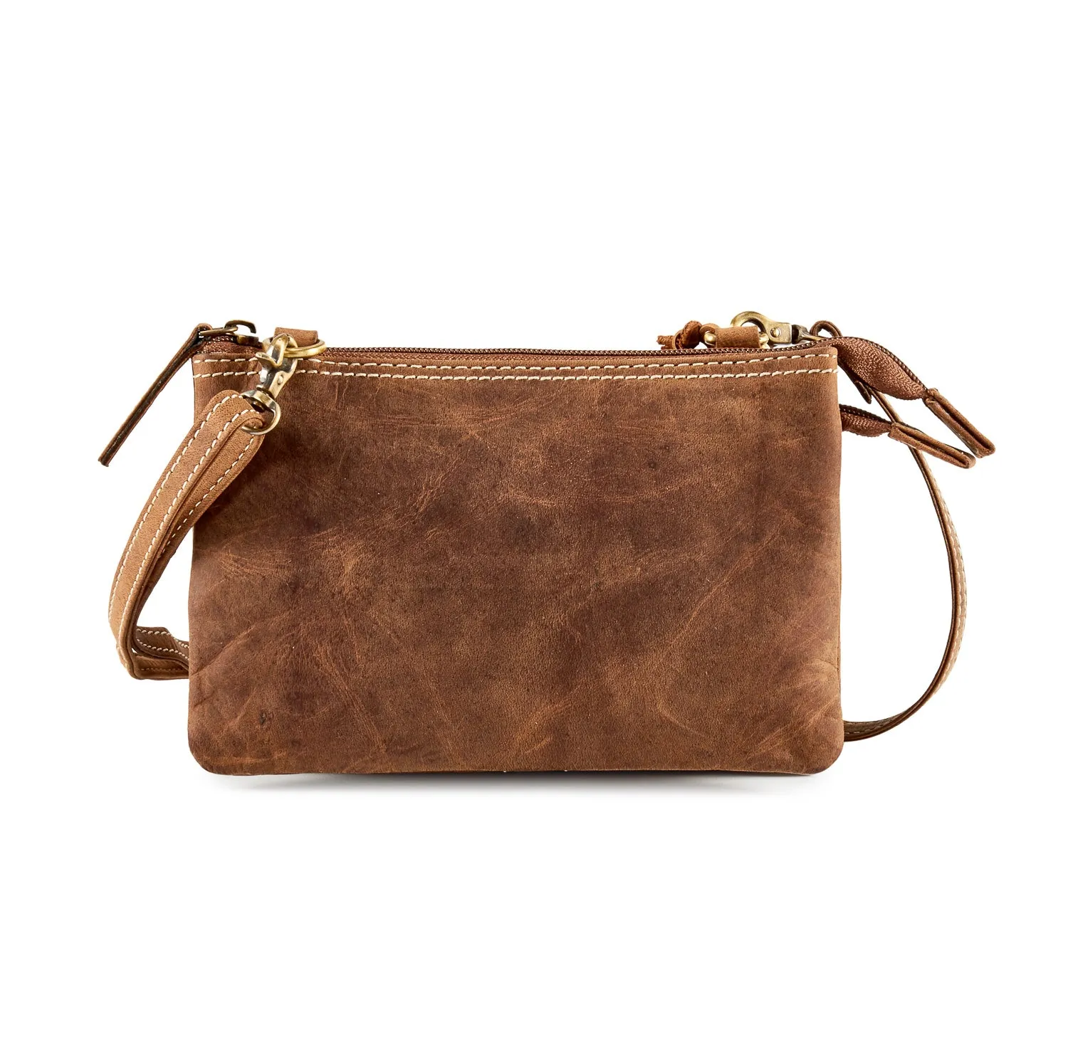 HYDESTYLE Distressed Leather Tandem Clutch #UM60