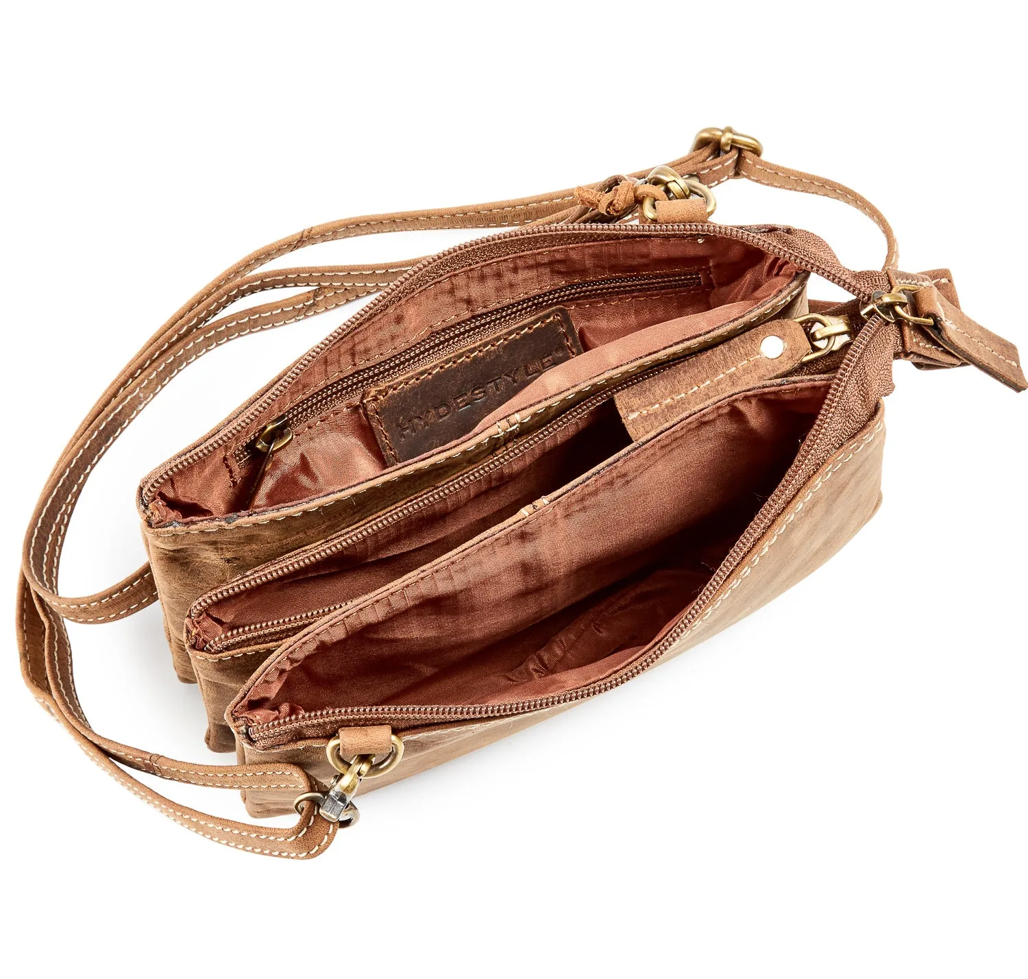 HYDESTYLE Distressed Leather Tandem Clutch #UM60