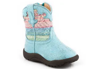 INFANT GIRLS TURQUOISE METALLIC FAUX LEATHER VAMP