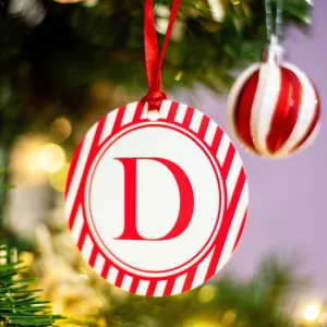 Iniital Candy Cane Christmas Tree Ornament