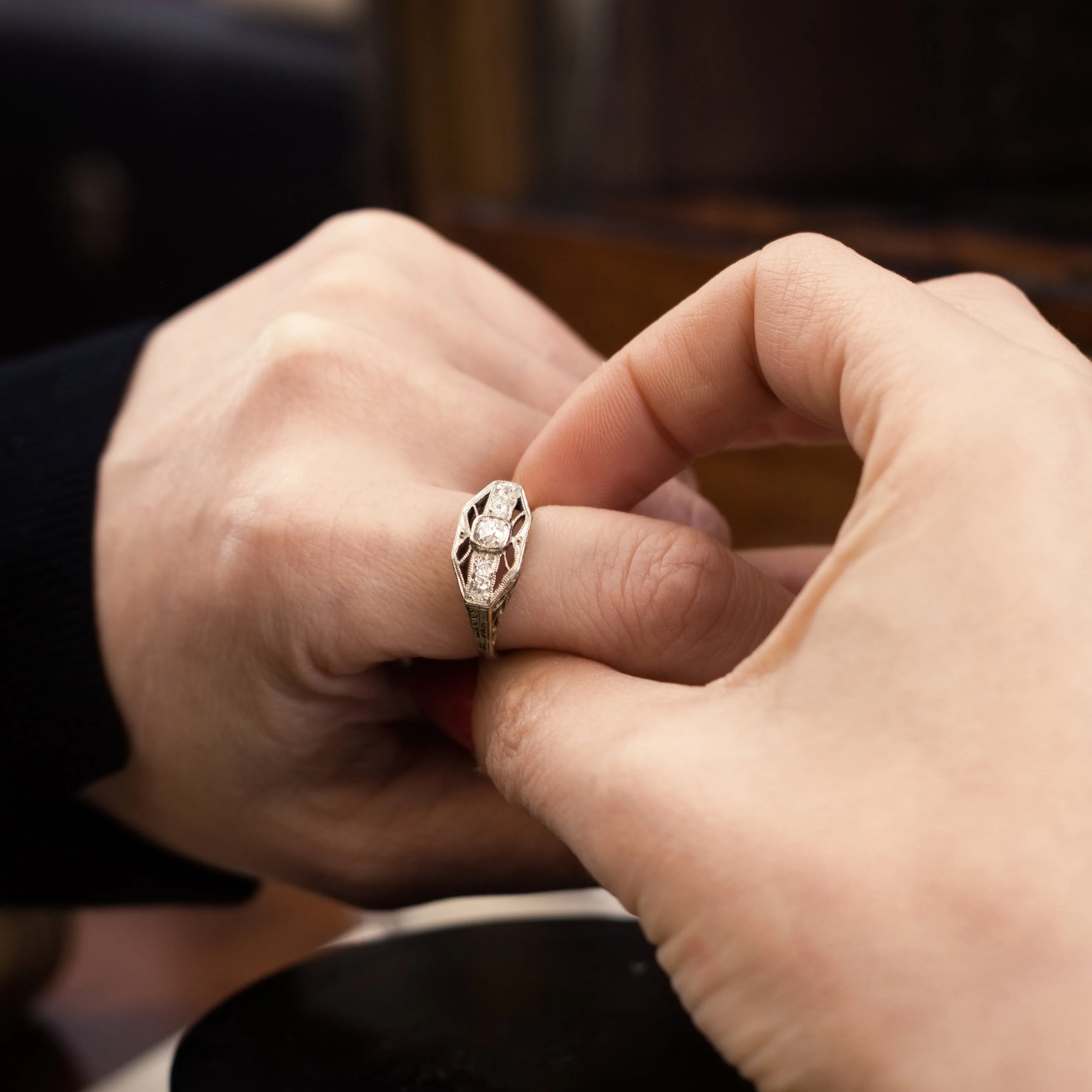 Intricately Detailed and Uniquely Beautiful Vintage Filigree Diamond Ring