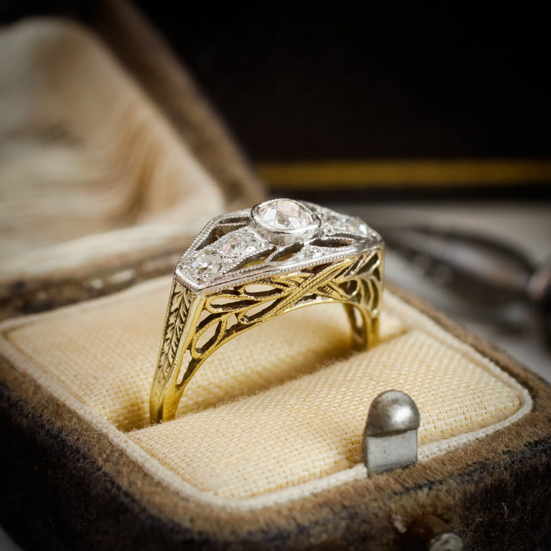 Intricately Detailed and Uniquely Beautiful Vintage Filigree Diamond Ring