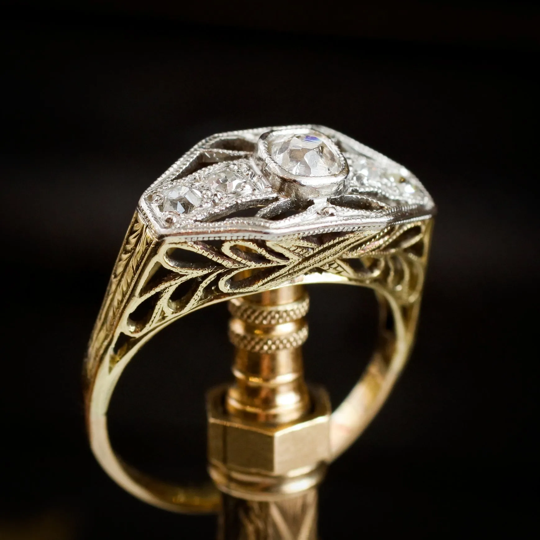 Intricately Detailed and Uniquely Beautiful Vintage Filigree Diamond Ring