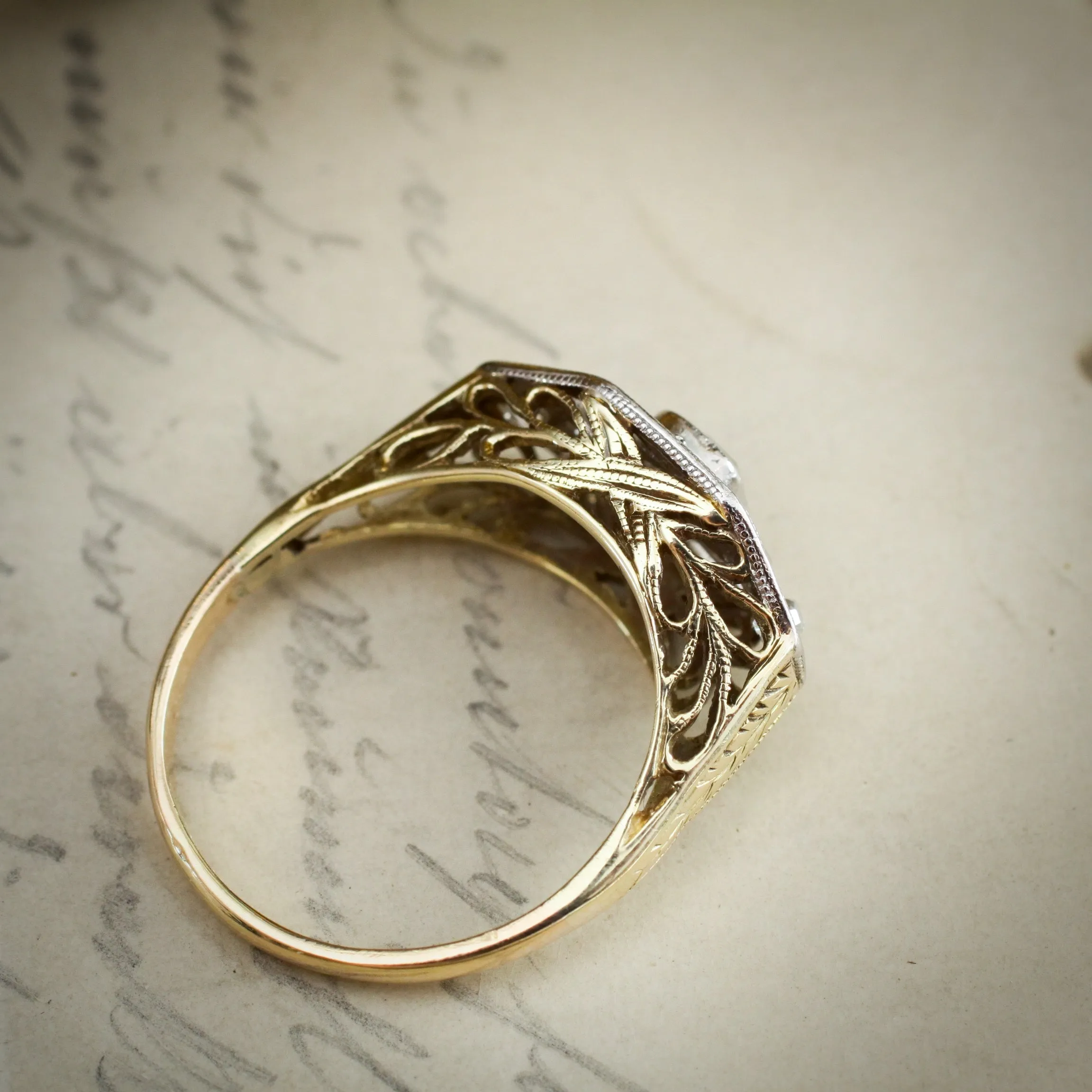 Intricately Detailed and Uniquely Beautiful Vintage Filigree Diamond Ring