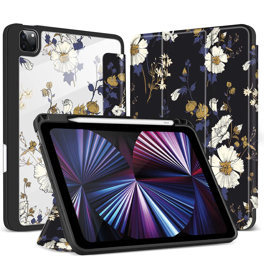 iPad Pro 12.9 2021/2020/2018 Case| Soft TPU Floral Protective Shockproof Cover Tablet Case Cover |Black