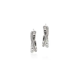 John Hardy Essential Diamond Pavé Crossover Hoop Earring in Sterling Silver, 20.5MM