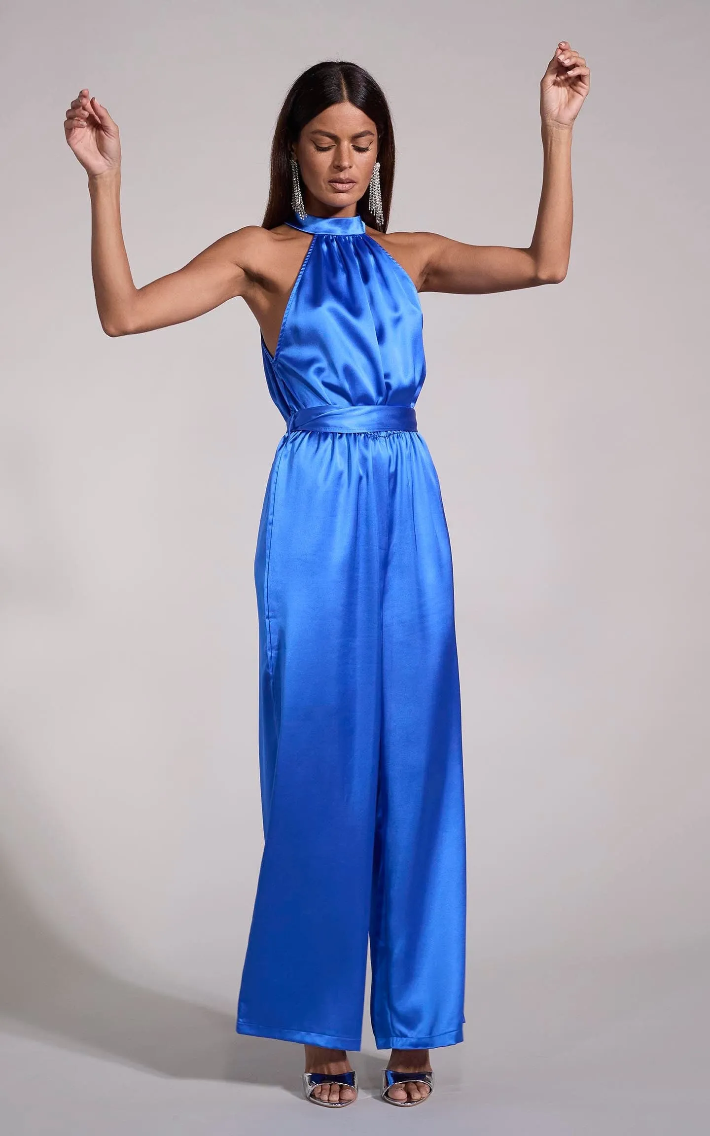 Jovina Halterneck Jumpsuit in Cobalt Blue