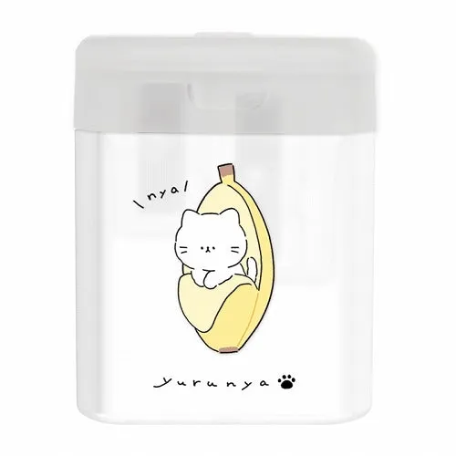 Kamio Banana Yurunya Cat For Soft & Hard Lead 2-Hole Pencil Sharpener