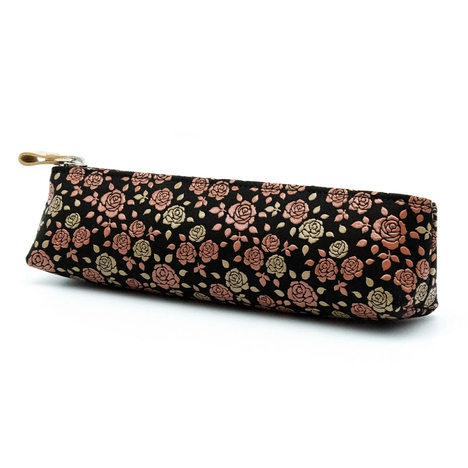 Koshu Inden Japanese Deerskin Leather Pencil Case - Rose / Black - , Made in Japan,  Japanese traditional craft pen case