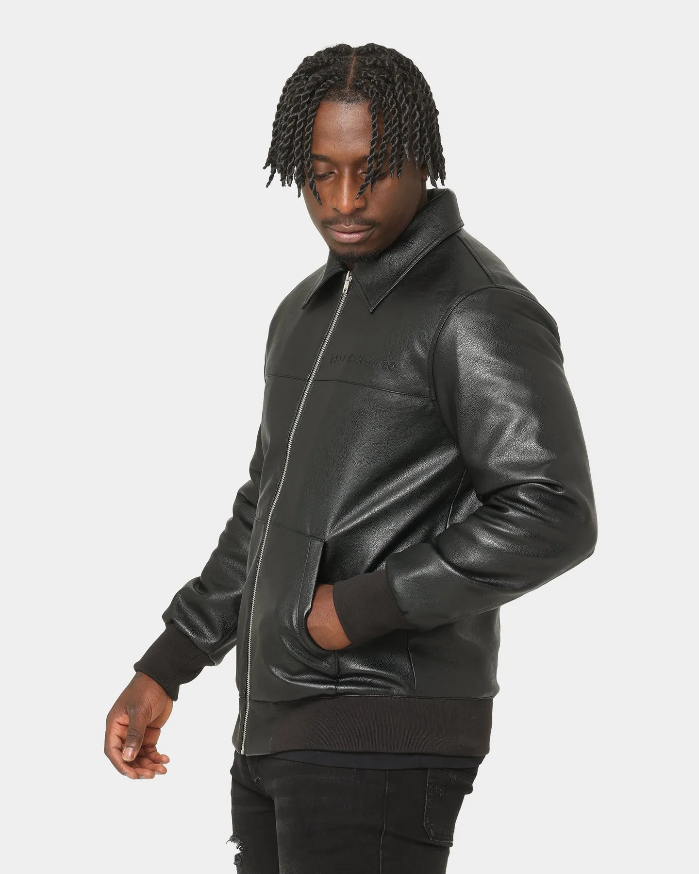 Last Kings Chain Faux Leather Jacket Black