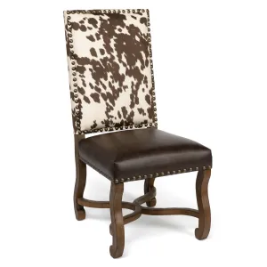 Leather And Faux Cowhide Side Chair