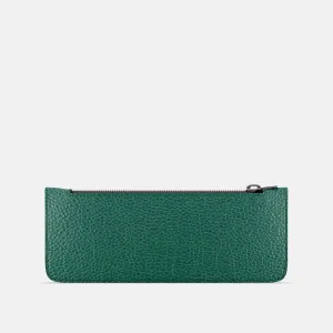 Leather Pencil Case - Avocado Green and Orange