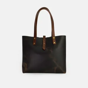 Leather Tote Bag - Dark Brown