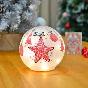 Light Up Christmas Crackle Ball Decoration LED Ornament 15cm