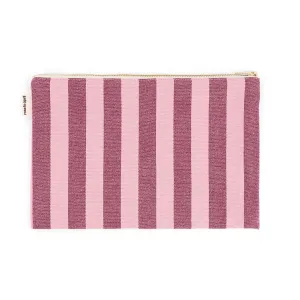 Lili Flat Pouch - Pink Burgundy Stripes