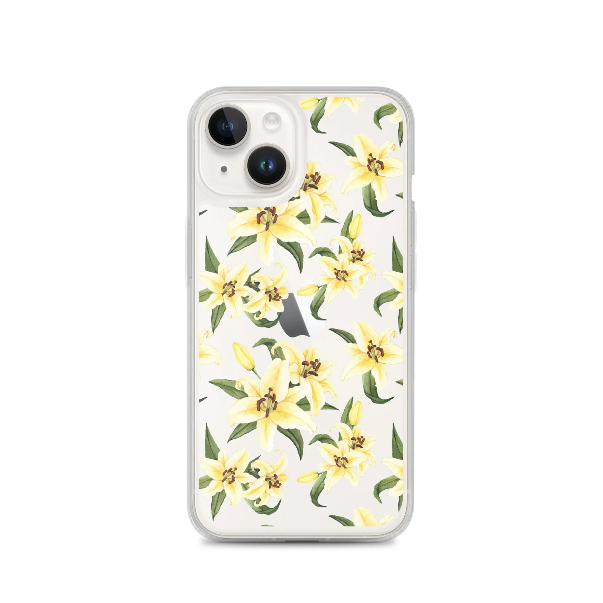 Lily Floral Clear iPhone 16 15 14 13 12 Pro Max Case, Yellow Flower Pattern Transparent Print Cute iPhone 11 Mini SE XS XR X 7 8 Cell Phone