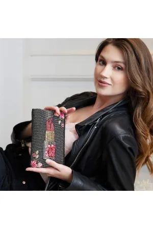 Mary Frances Glammed Up Beaded Crossbody Phone Bag CPGP S001-780   | Lip Stick | Clearance Final Sale