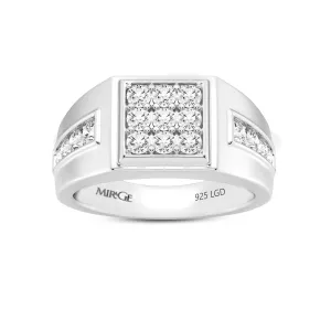 Men's Brilliant Tablet Ring with 1.60ct of Laboratory Grown Diamonds in Mirage Sterling Silver and Platinum