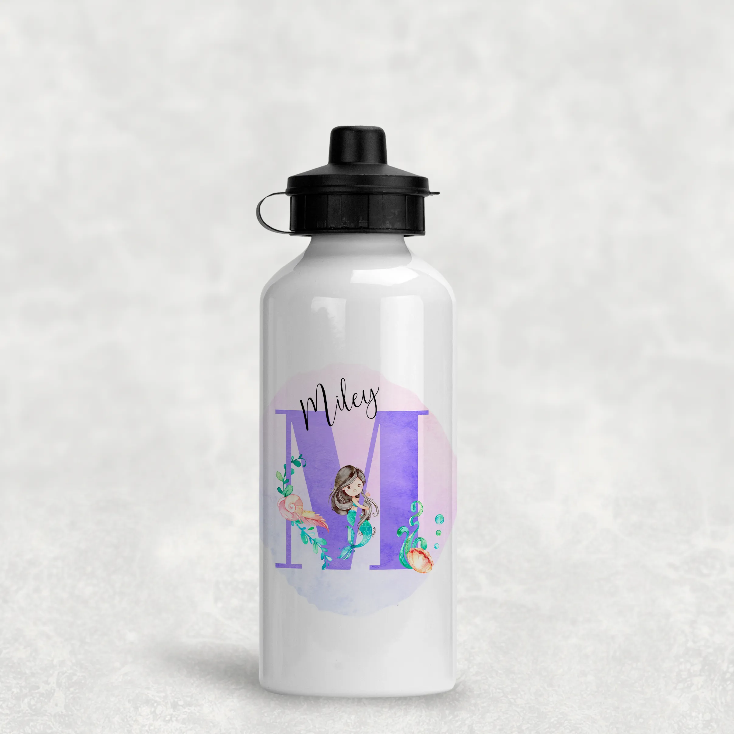 Mermaid Alphabet Personalised Aluminium Water Bottle 400/600ml