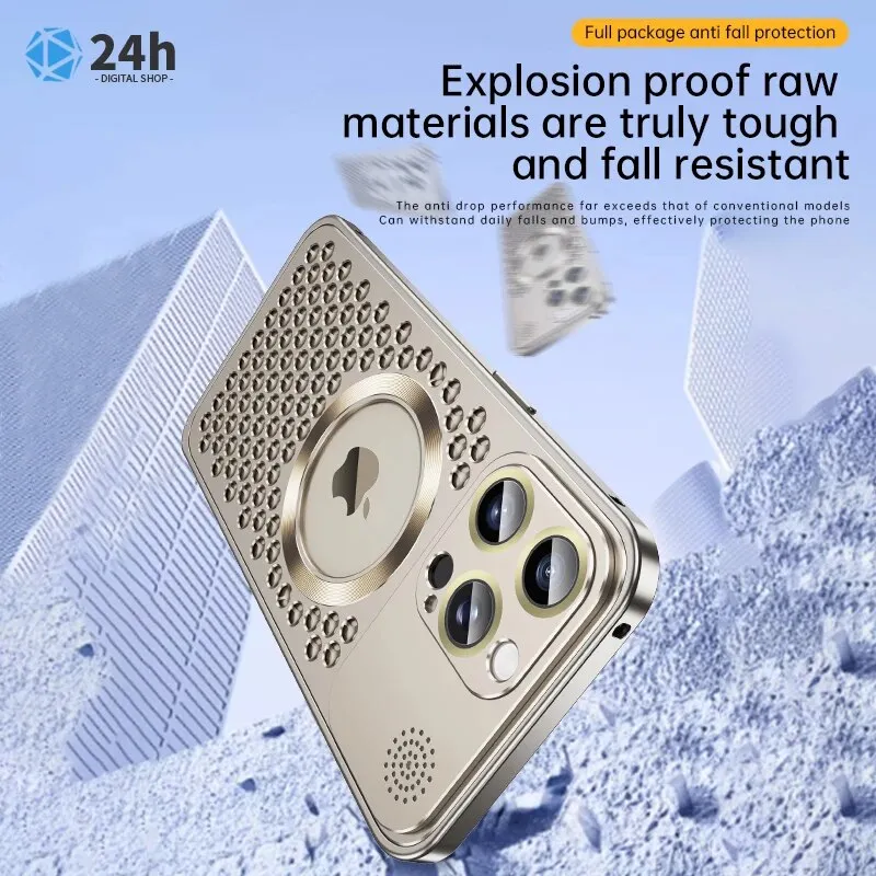 Metal Aluminum Heat Dissipation Magsafe Phone Case Lens Film For iPhone