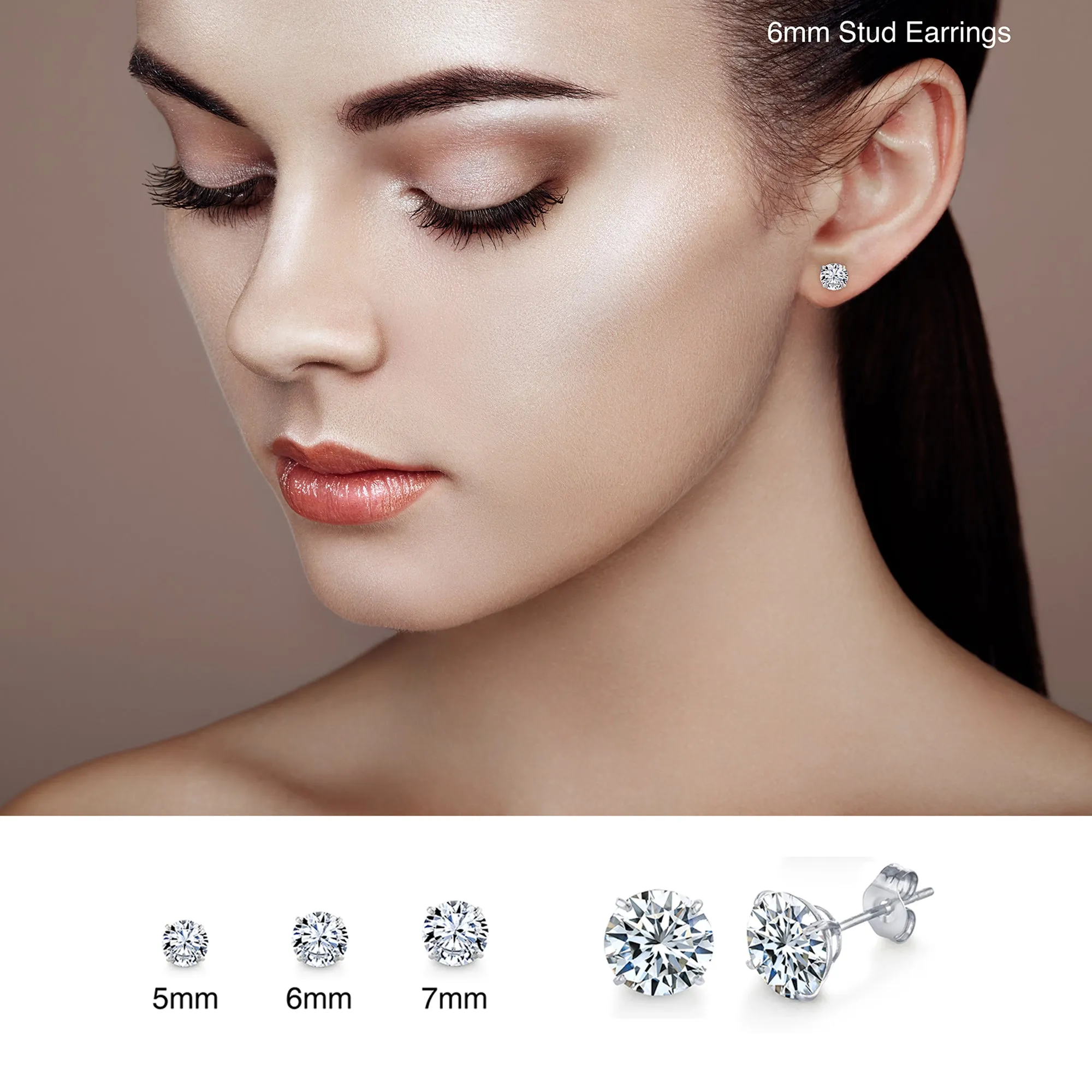 Metal Masters Round Brilliant-cut Moissanite Stud Earrings 18K White Gold over Silver Butterfly Pushback