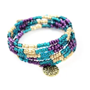 Metallic Turquoise  With Charms Wrap Around Bracelets