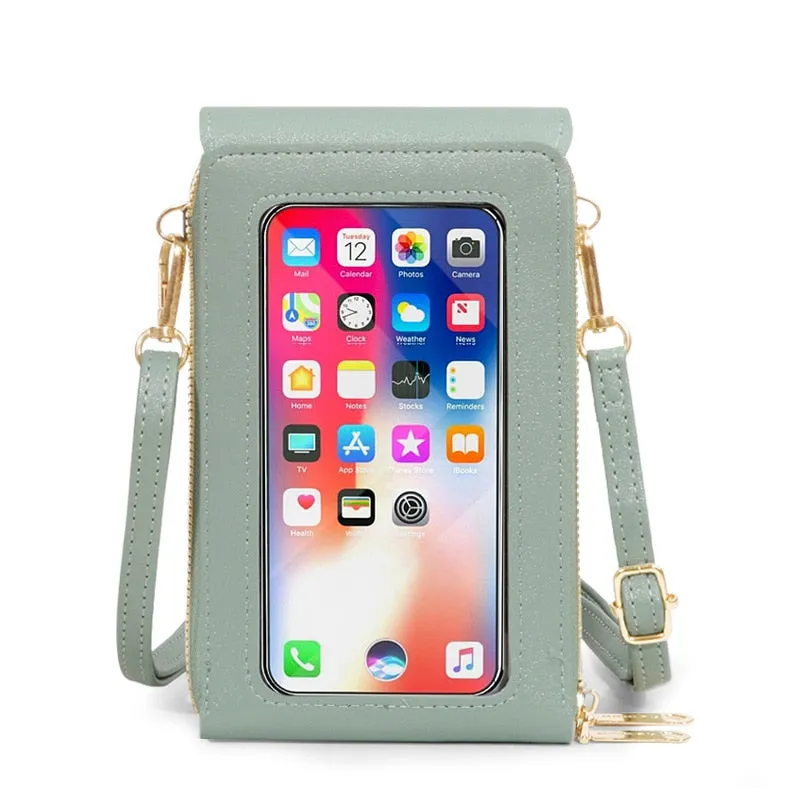 Mobile See-Through Touchscreen Purse Phone Case Clutch Clear Crossbody Shoulder Bag