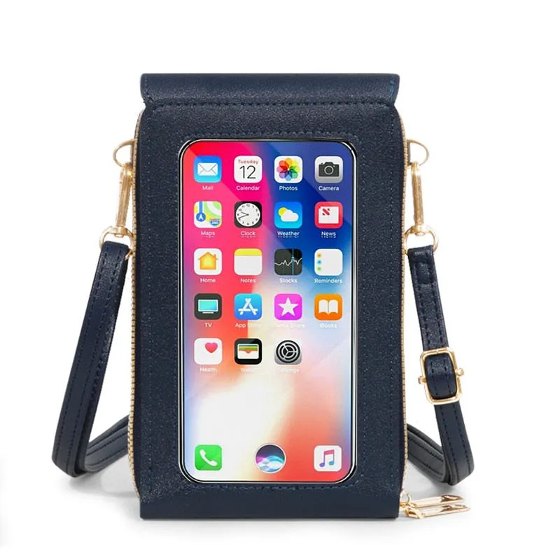 Mobile See-Through Touchscreen Purse Phone Case Clutch Clear Crossbody Shoulder Bag