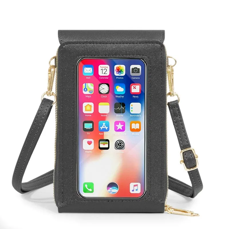 Mobile See-Through Touchscreen Purse Phone Case Clutch Clear Crossbody Shoulder Bag