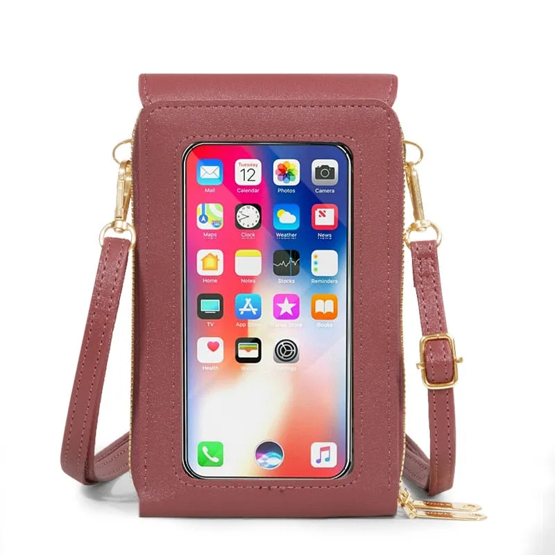 Mobile See-Through Touchscreen Purse Phone Case Clutch Clear Crossbody Shoulder Bag