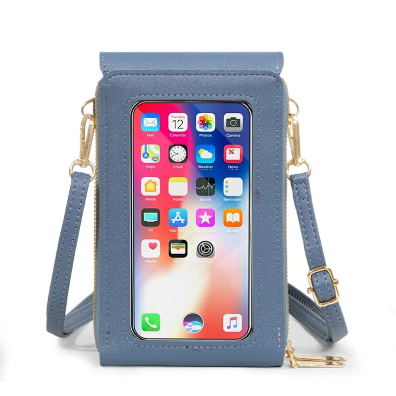 Mobile See-Through Touchscreen Purse Phone Case Clutch Clear Crossbody Shoulder Bag