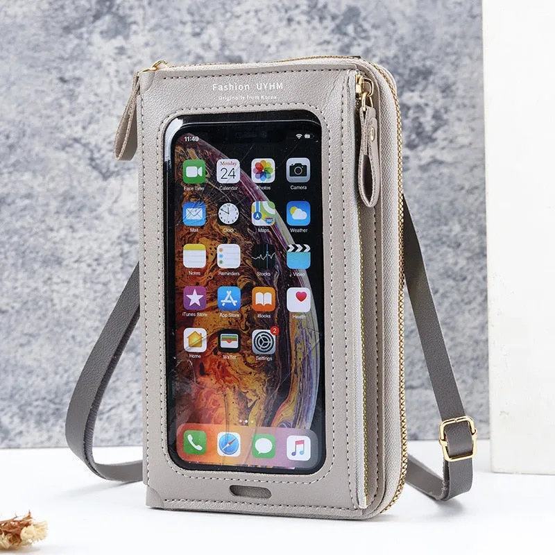 Mobile See-Through Touchscreen Purse Phone Case Clutch Clear Crossbody Shoulder Bag