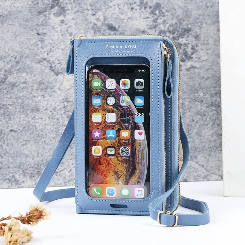 Mobile See-Through Touchscreen Purse Phone Case Clutch Clear Crossbody Shoulder Bag