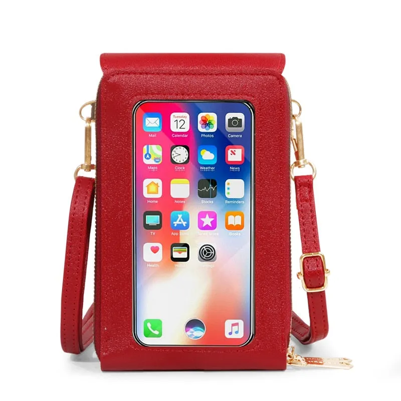 Mobile See-Through Touchscreen Purse Phone Case Clutch Clear Crossbody Shoulder Bag