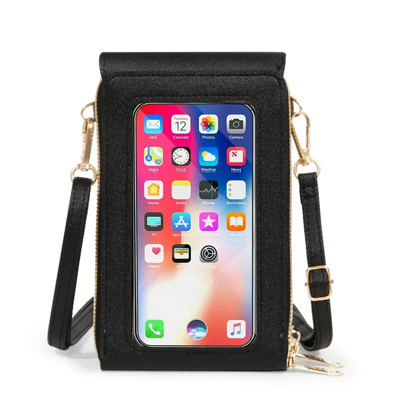 Mobile See-Through Touchscreen Purse Phone Case Clutch Clear Crossbody Shoulder Bag