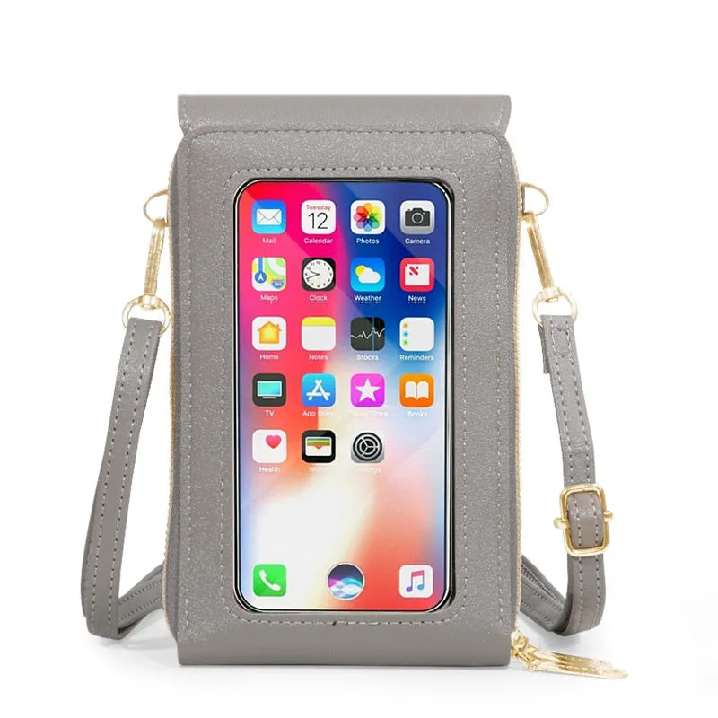 Mobile See-Through Touchscreen Purse Phone Case Clutch Clear Crossbody Shoulder Bag