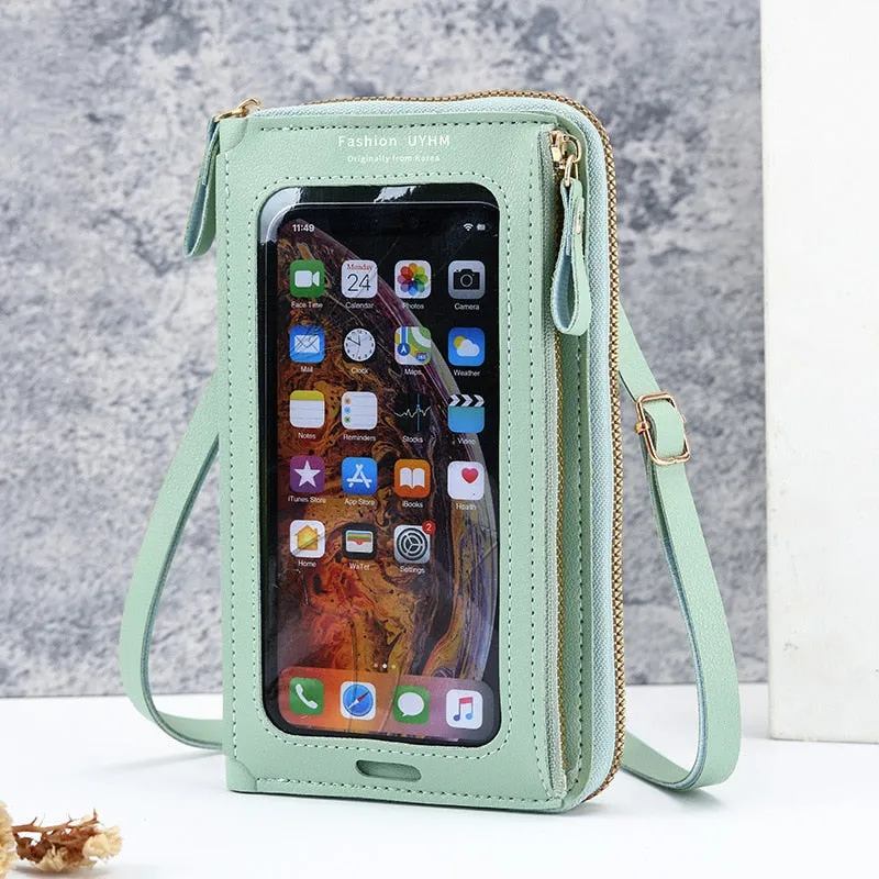 Mobile See-Through Touchscreen Purse Phone Case Clutch Clear Crossbody Shoulder Bag