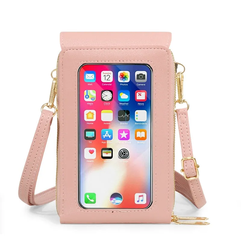 Mobile See-Through Touchscreen Purse Phone Case Clutch Clear Crossbody Shoulder Bag