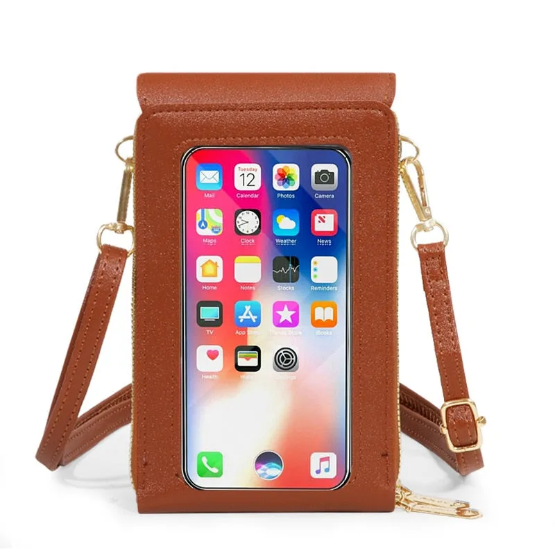 Mobile See-Through Touchscreen Purse Phone Case Clutch Clear Crossbody Shoulder Bag