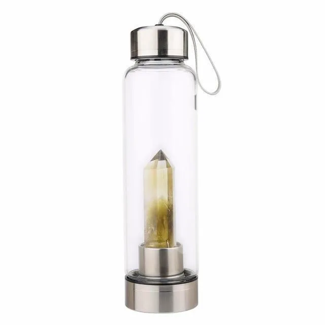 Natural Crystal Quartz Point Healing Water Bottle