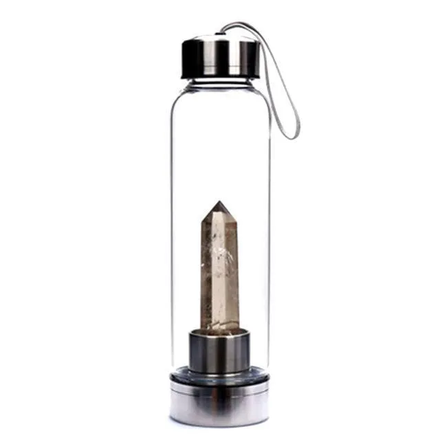 Natural Crystal Quartz Point Healing Water Bottle