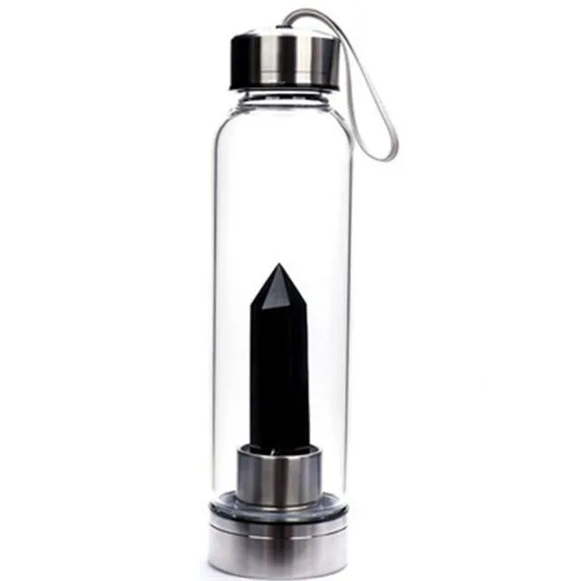 Natural Crystal Quartz Point Healing Water Bottle