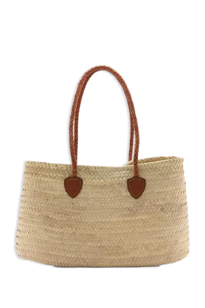 Natural Fibre Bag With Leather Handles