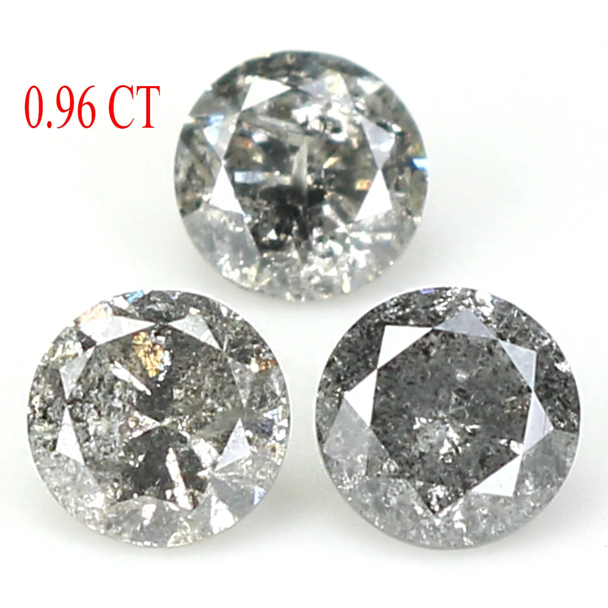 Natural Loose Round Diamond, Salt And Pepper Round Diamond, Natural Loose Diamond, Round Brilliant Cut Diamond, 0.96 CT Round Shape KDL1375