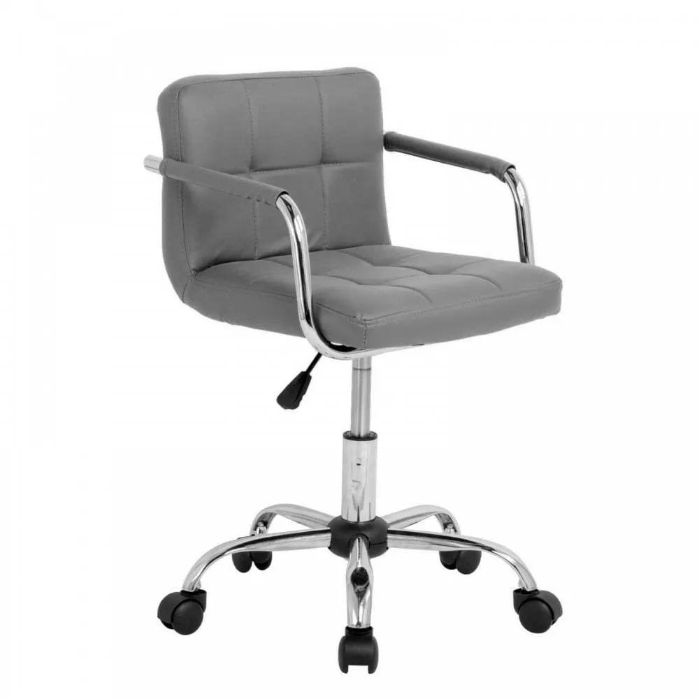 Neo Dark Grey Faux Leather Office Chair with Chrome Legs