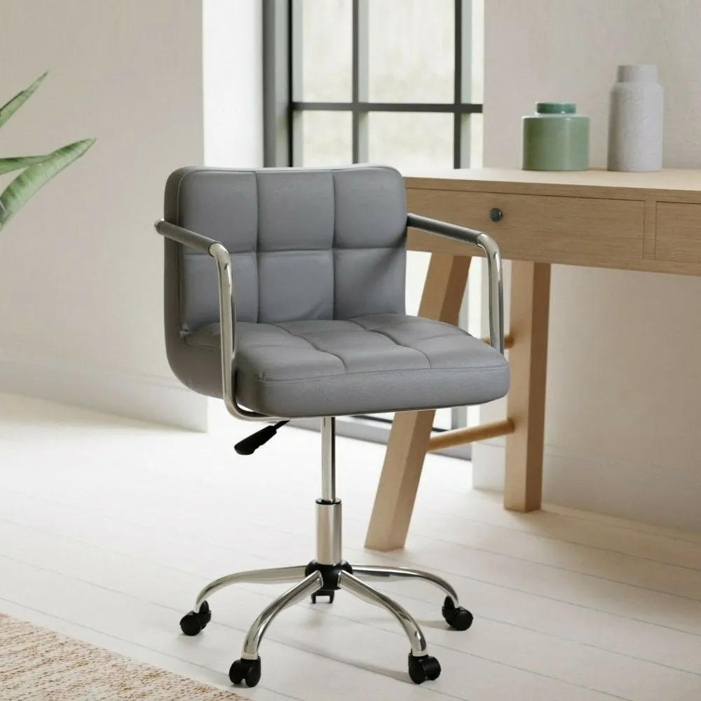 Neo Dark Grey Faux Leather Office Chair with Chrome Legs