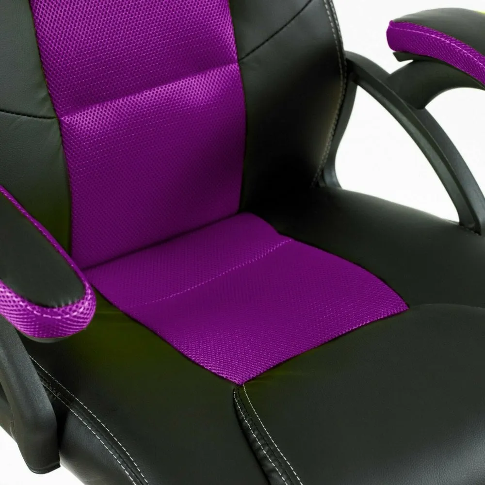 Neo Purple/Black Leather Mesh PC Gaming Office Chair