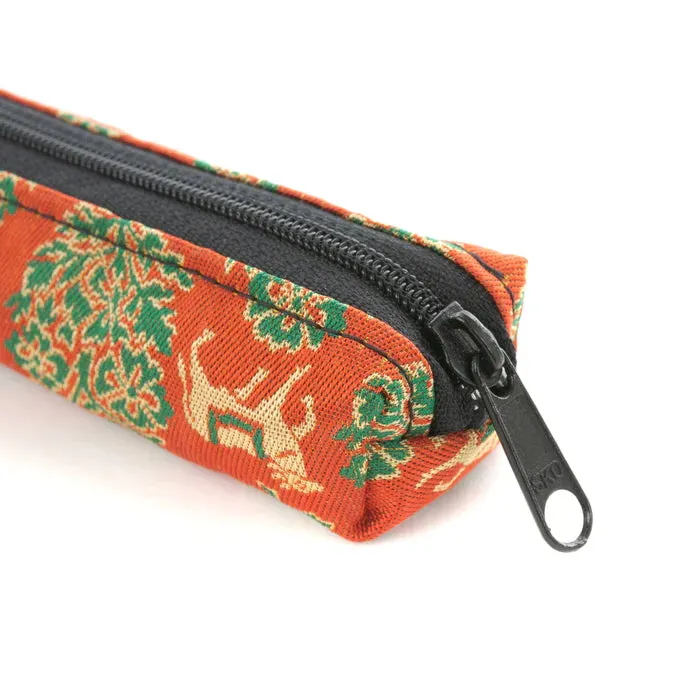 Nishijin-ori Pencil Case - Sacred Bull in an Exotic Design / Red - ,  Made in Kyoto, Japan,  Japanese traditional craft pen case