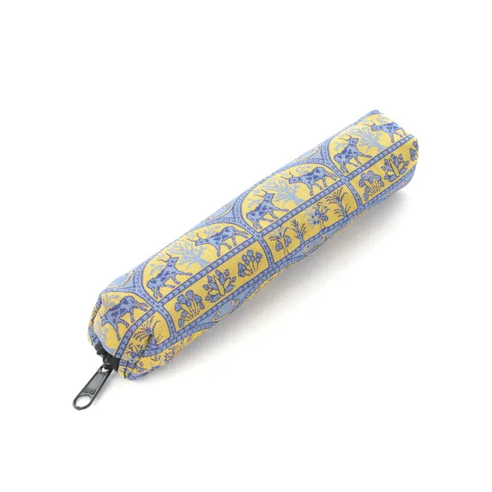 Nishijin-ori Pencil Case - The Bull in the I a r u Field - ,  Made in Kyoto, Japan,  Japanese traditional craft pen case