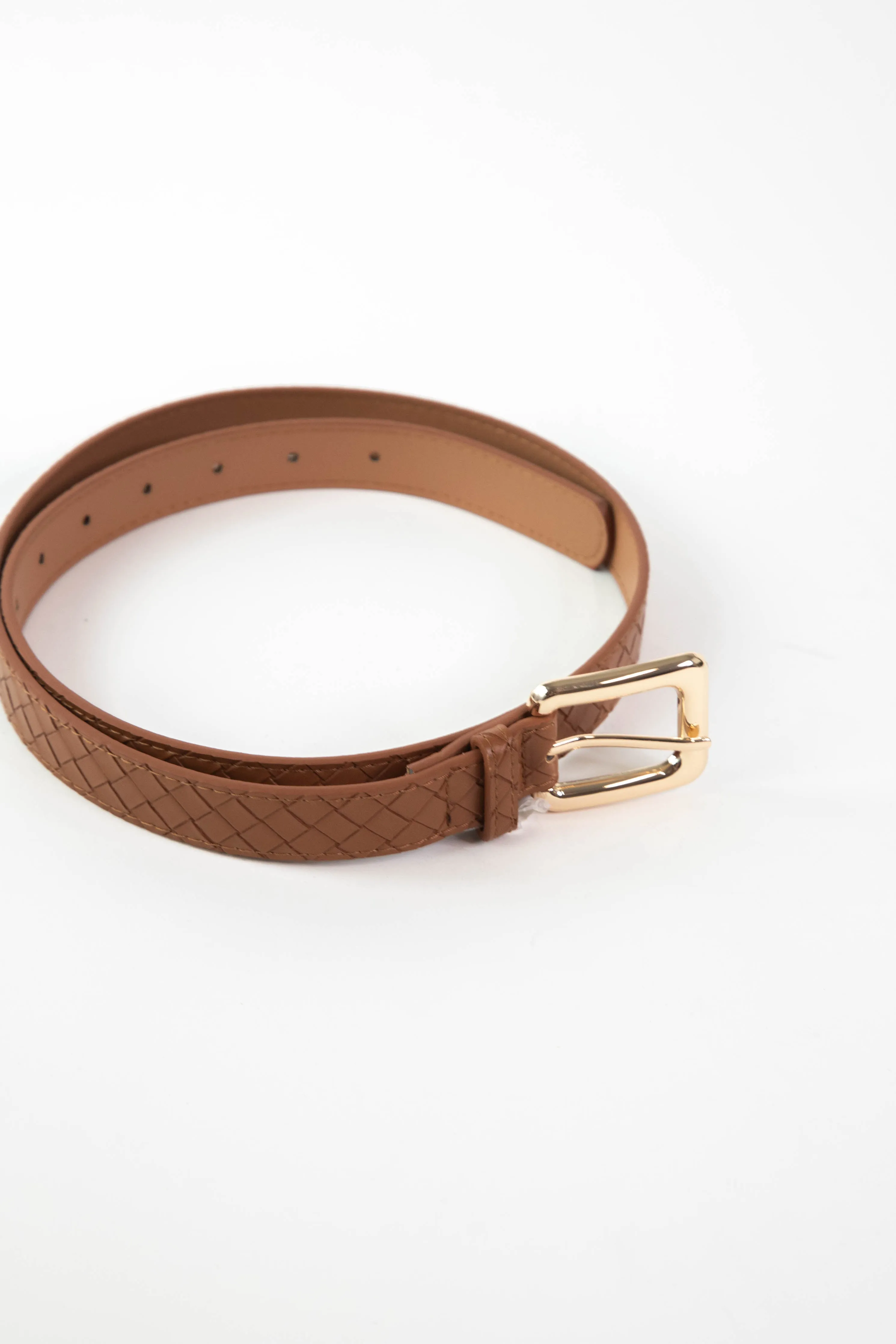 Oakleigh Rounded Square Buckle Belt, Cognac